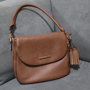 Poppy & Peonies Chestnut Vegan Leather Shoulder Bag